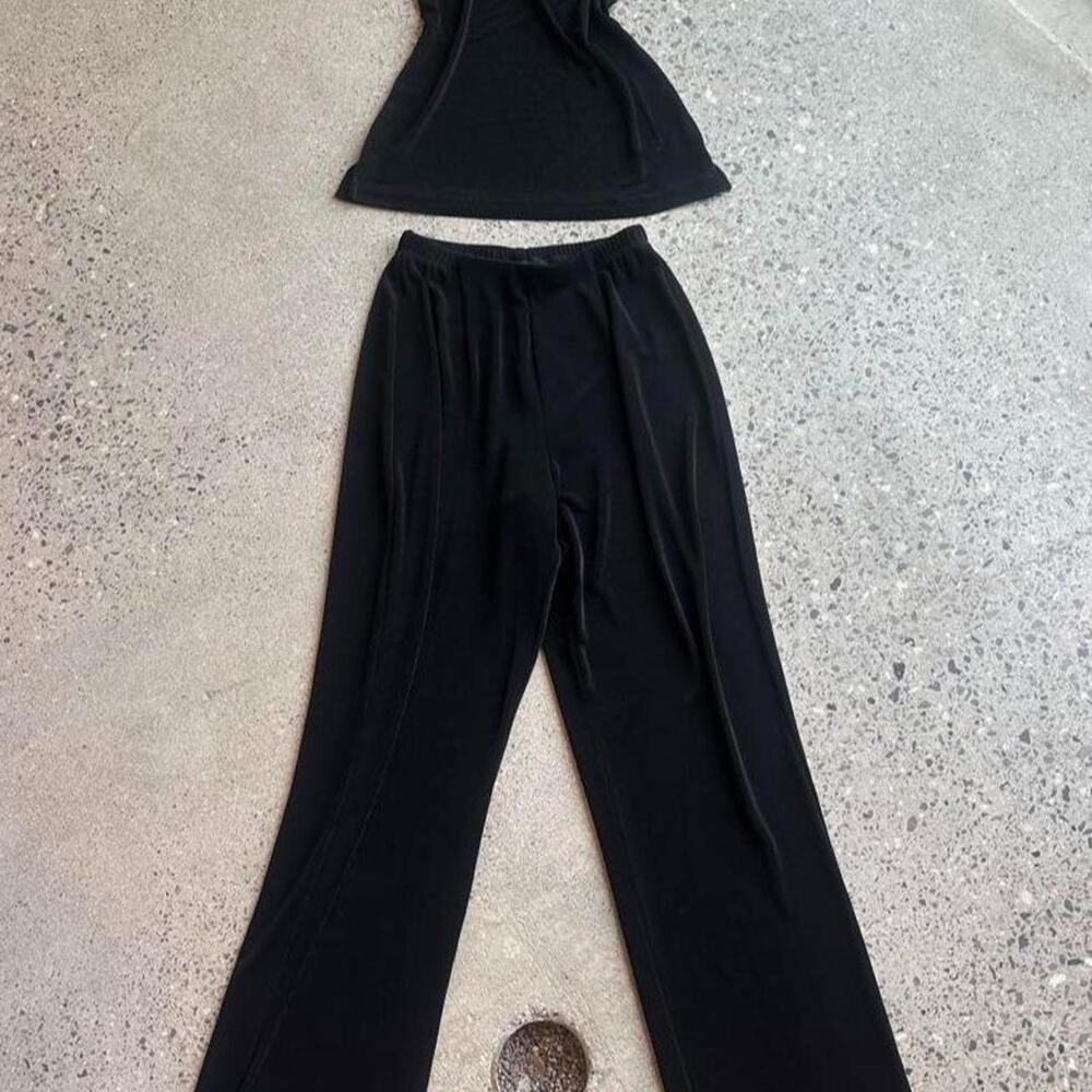 Chico's Travelers small two piece pant and top traveler slinky set Ruffles